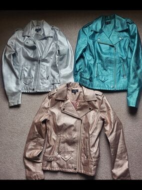 Metallic Moto Blazer Jacket - Teal, Silver, Rose Gold